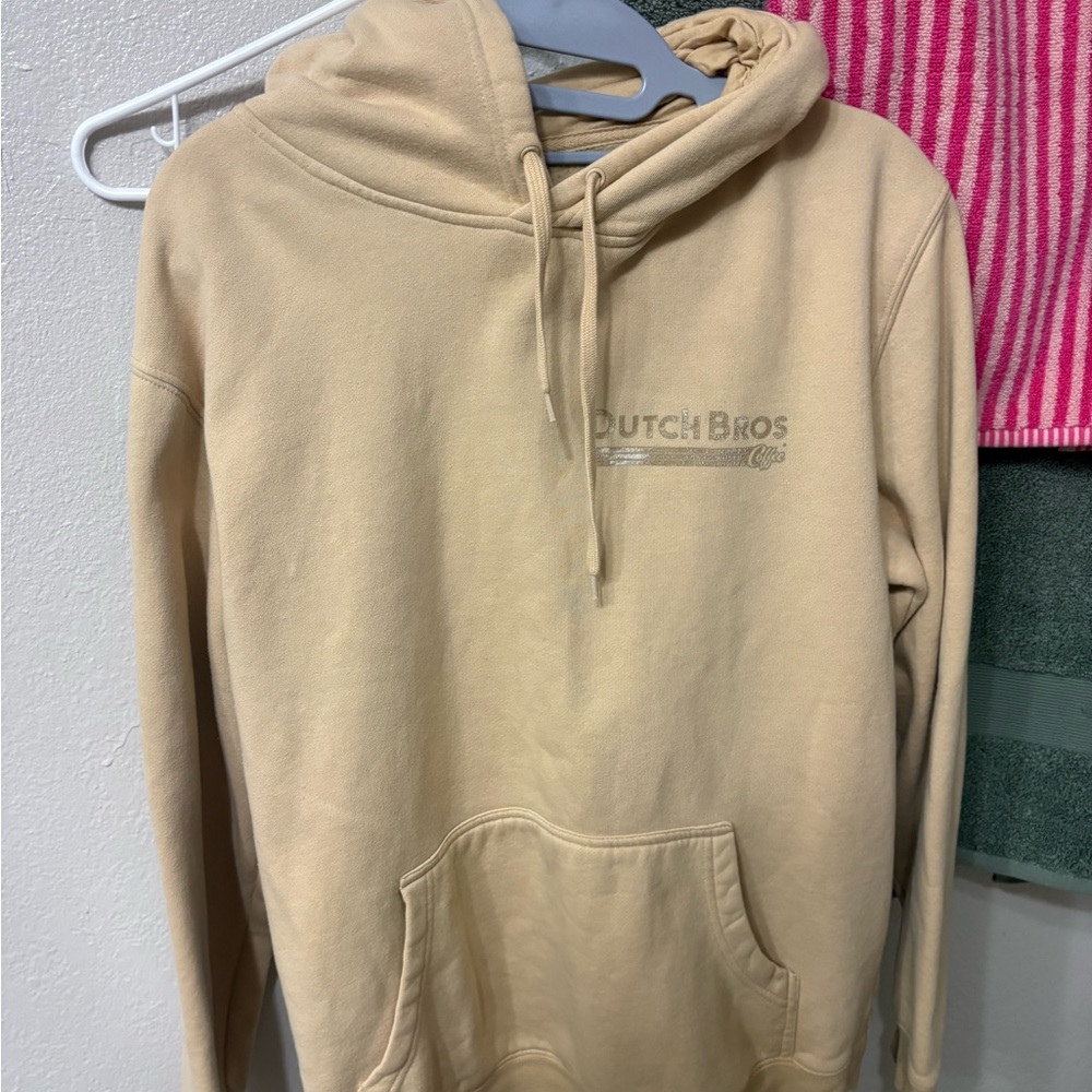Dutch Bros Beige Pullover Hoodie with Subtle Logo